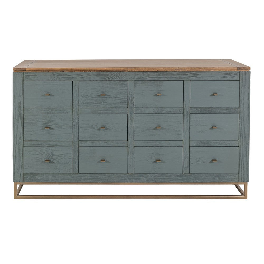 Timmy Console Sideboard | 12 Drawer | Sage Green Pine Wood | 61"