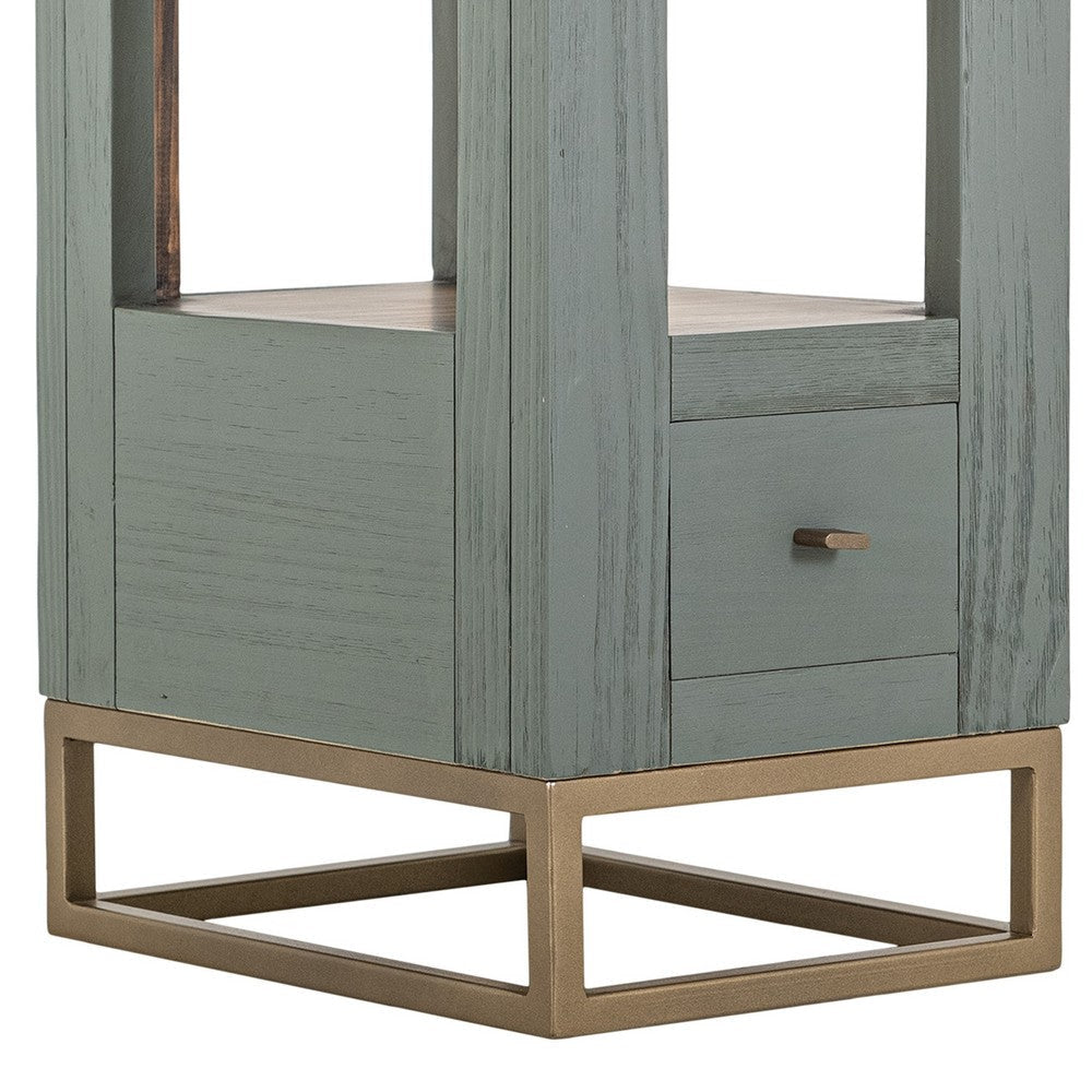Timmy Chairside Table | 1 Drawer | Sage Green Pine Wood | 18’’ BM333438