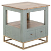 Timmy Side End Table | 2 Drawers | Shelf | Sage Green Wood | 23"
