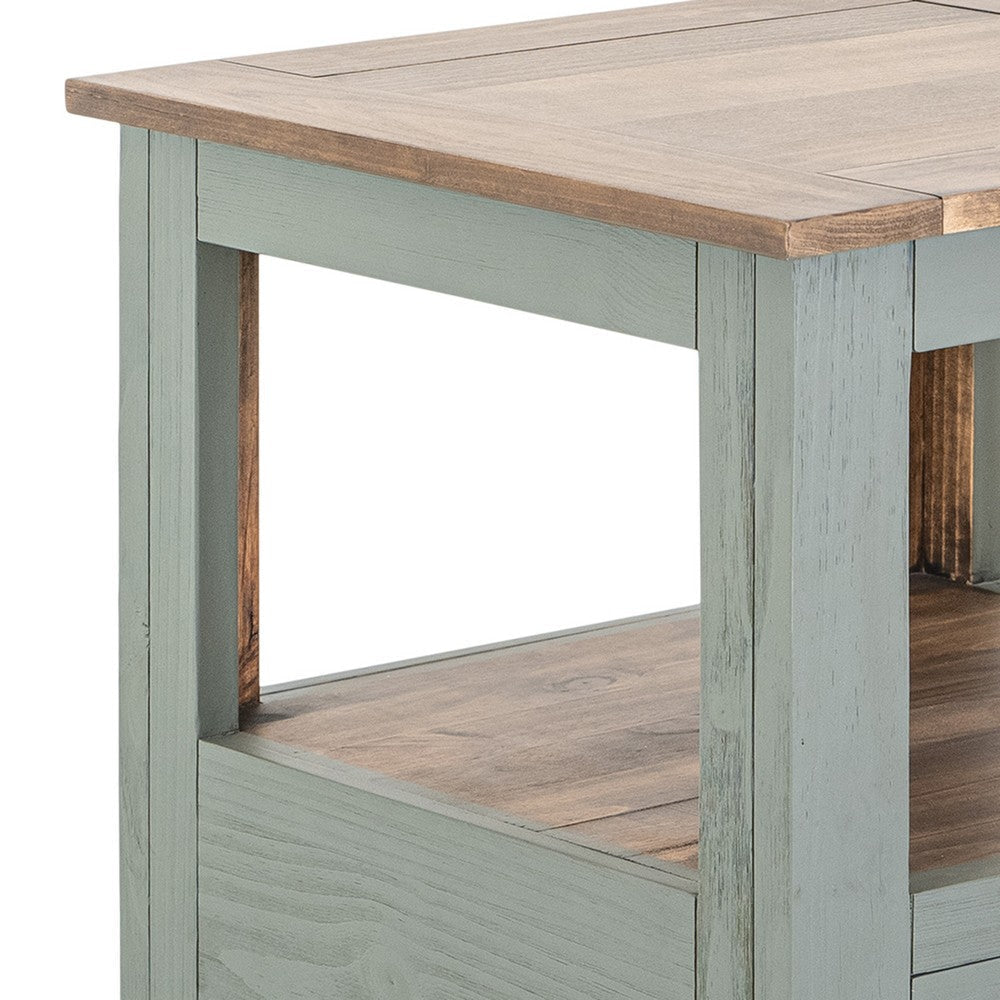 Timmy Side End Table | 2 Drawers | Shelf | Sage Green Wood | 23’’ BM333439