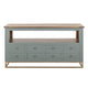 Timmy Sofa Table | 8 Drawers | 1 Shelf | Sage Green Pine Wood | 55’’ BM333440