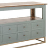 Timmy Sofa Table | 8 Drawers | 1 Shelf | Sage Green Pine Wood | 55’’ BM333440