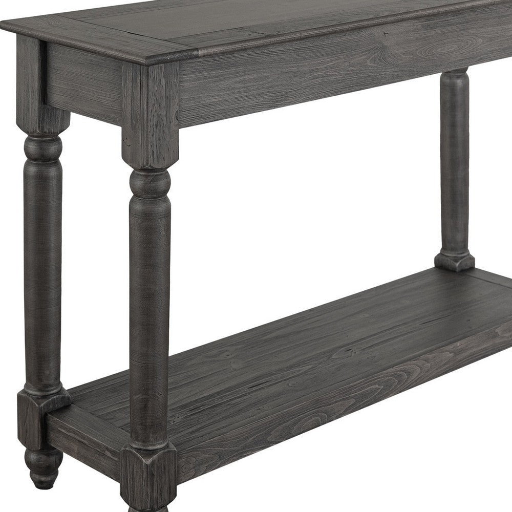 Ify Console Sofa Table | 1 Shelf | Charcoal Black Melina Wood | 49’’