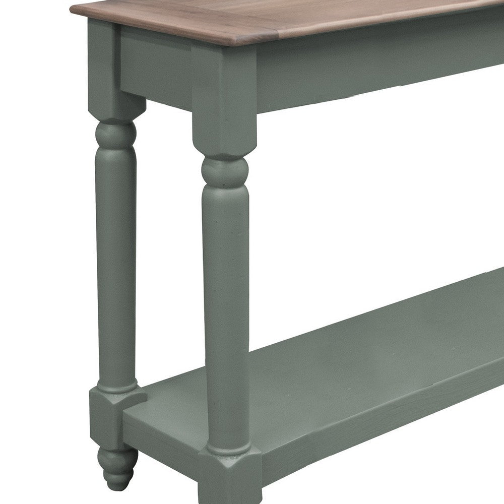 Ify Sofa Console Table | Shelf | Apple Green | Brown Melina Wood | 49’’