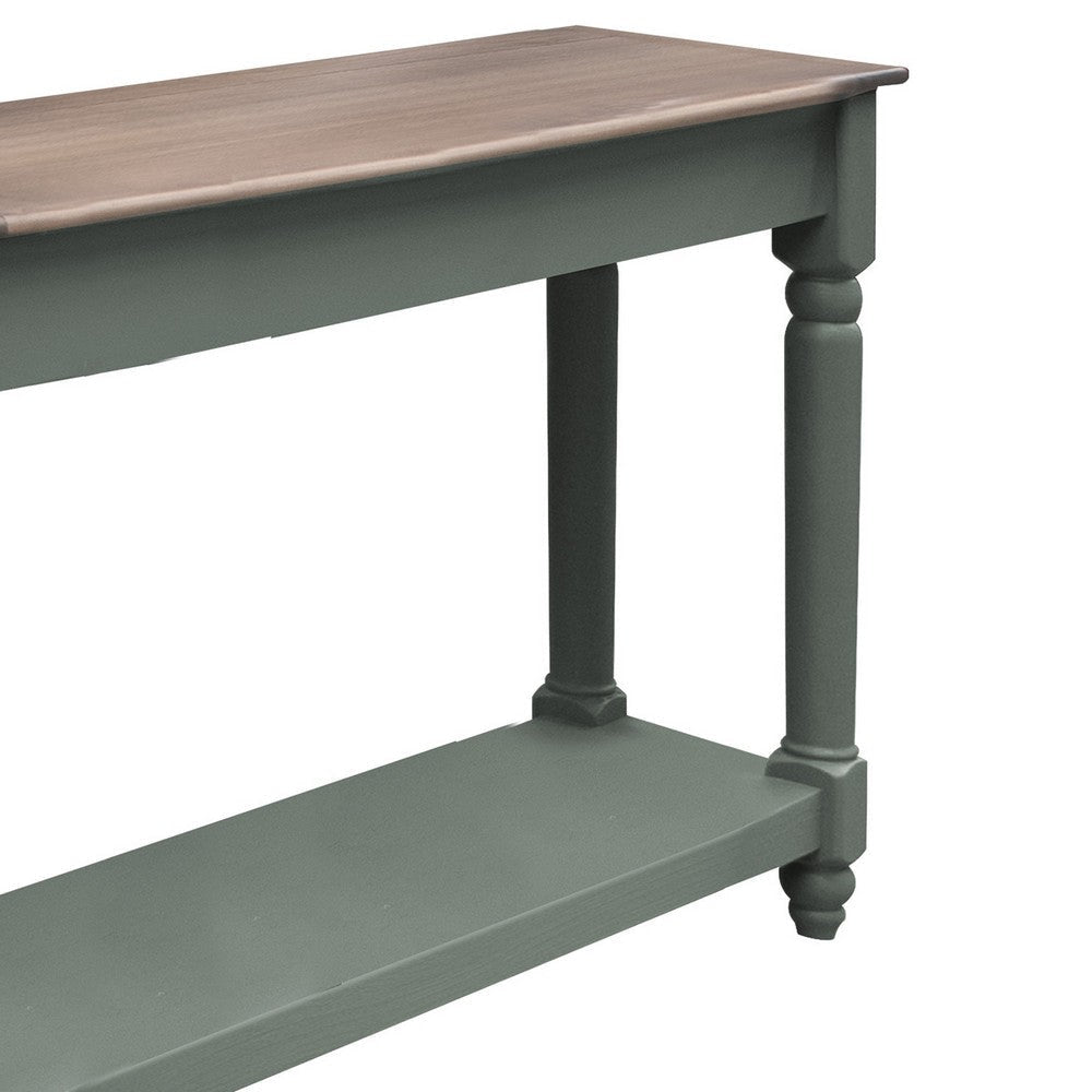 Ify Sofa Console Table | Shelf | Apple Green | Brown Melina Wood | 49’’