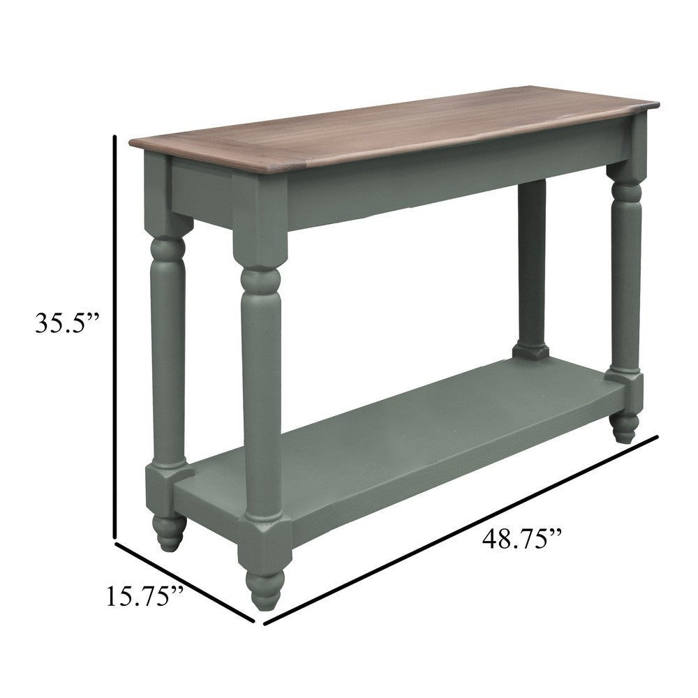 Ify Sofa Console Table | Shelf | Apple Green | Brown Melina Wood | 49’’
