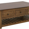 Linaa Cocktail Coffee Table | 6 Drawers | Barrel Brown Wood | 55’’ BM333452