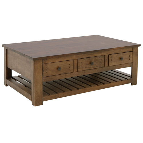 Linaa Cocktail Coffee Table | 6 Drawers | Barrel Brown Wood | 55"