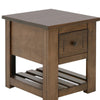 Linaa Chairside Table | 1 Drawer | 1 Shelf | Barrel Brown Wood | 24’’ BM333453