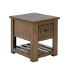 Linaa Chairside Table | 1 Drawer | 1 Shelf | Barrel Brown Wood | 24"