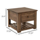 Linaa Side End Table | 1 Drawer | 1 Shelf | Barrel Brown Wood | 27’’ BM333455