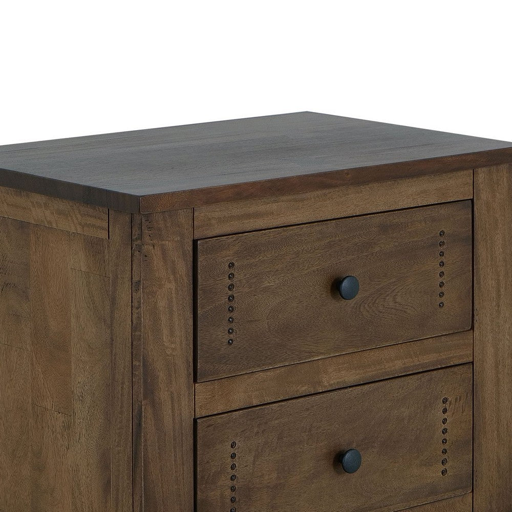 Linaa End Nightstand | 2 Drawers | Barrel Brown Wood Frame | 30’’ BM333456