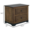 Linaa End Nightstand | 2 Drawers | Barrel Brown Wood Frame | 30’’ BM333456