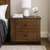Linaa End Nightstand | 2 Drawers | Barrel Brown Wood Frame | 30"
