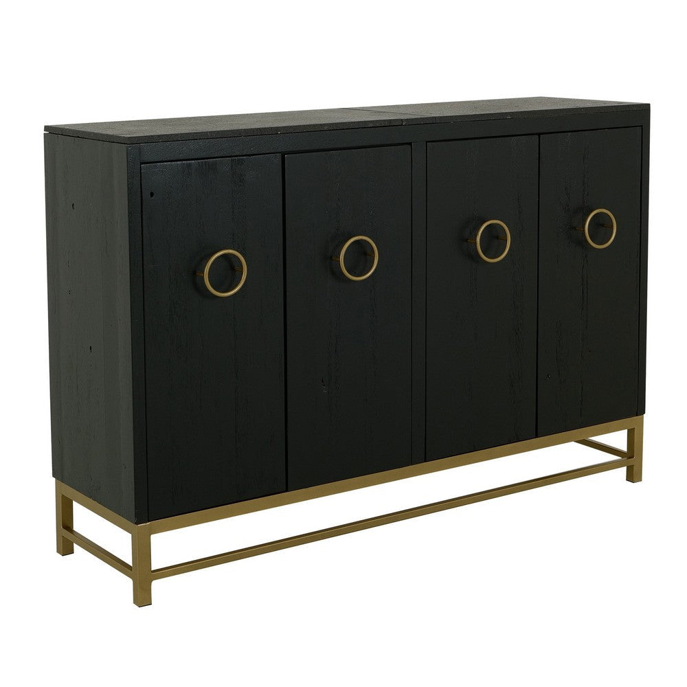Kianu Sideboard Buffet Cabinet | 4 Doors Fixed Shelves | Black Gold BM333458