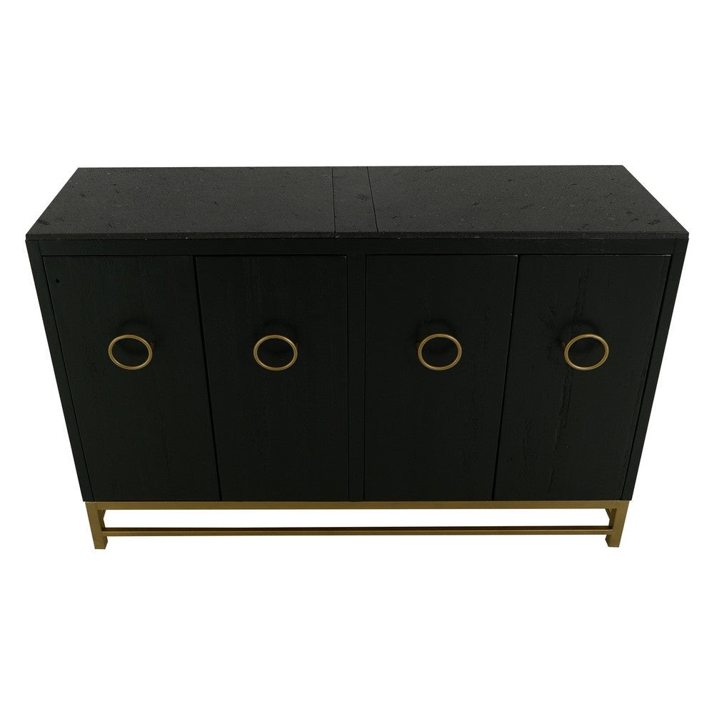 Kianu Sideboard Buffet Cabinet | 4 Doors Fixed Shelves | Black Gold BM333458