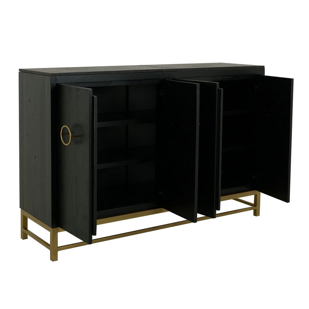 Kianu Sideboard Buffet Cabinet | 4 Doors Fixed Shelves | Black Gold BM333458