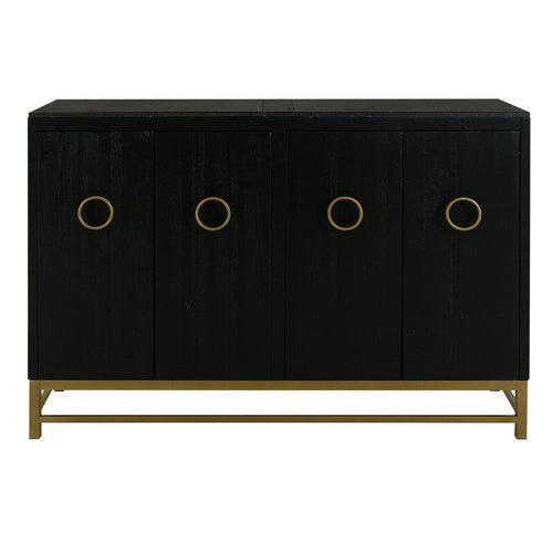 Kianu Sideboard Buffet Cabinet | 4 Doors Fixed Shelves | Black Gold
