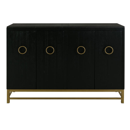 Kianu Sideboard Buffet Cabinet | 4 Doors Fixed Shelves | Black Gold