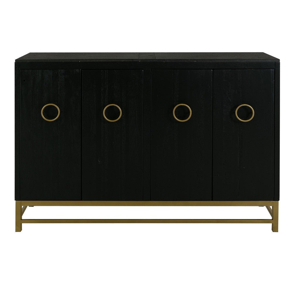 Kianu Sideboard Buffet Cabinet | 4 Doors Fixed Shelves | Black Gold
