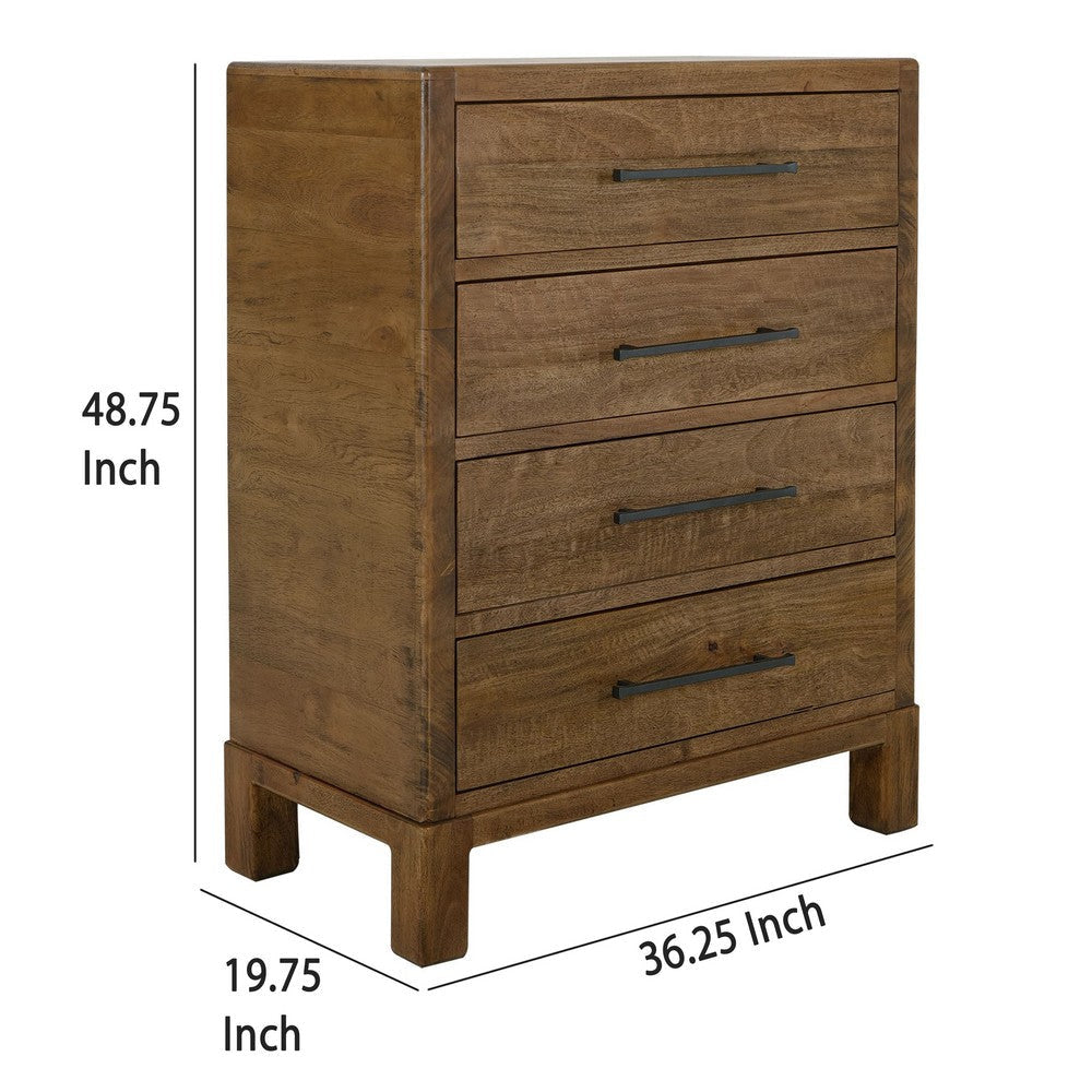 Terry Tall Dresser Chest | 4 Drawer | Walnut Brown Mango n Melina Wood BM333469