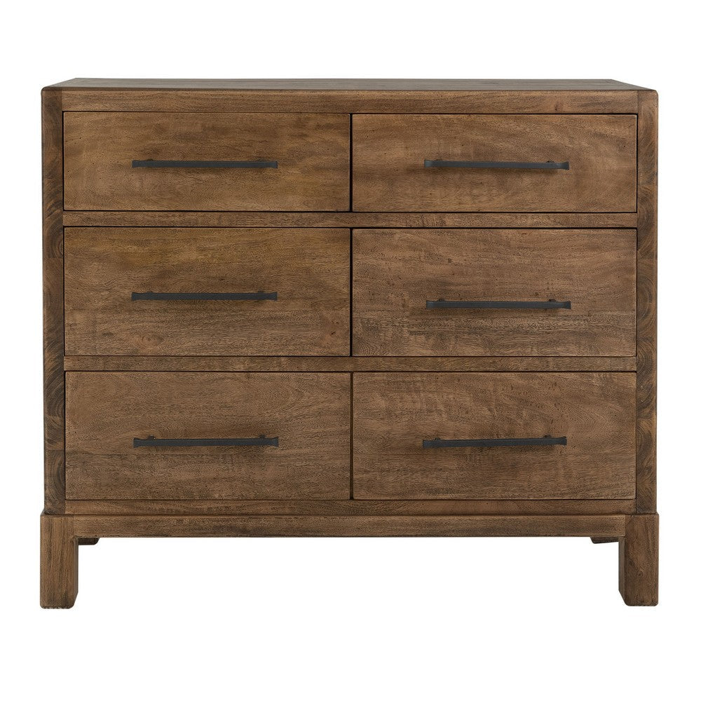 Terry Wide Dresser | 6 Drawer | Walnut Brown Mango and Melina Wood