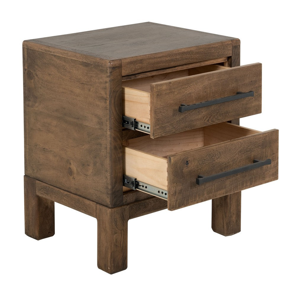 Terry Nightstand with 2 Drawers | Walnut Brown Mango and Melina 24"