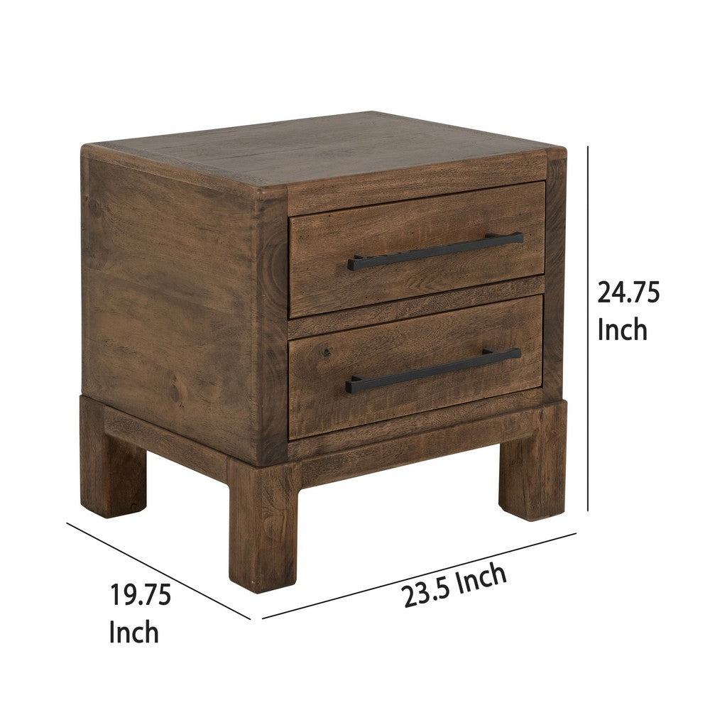Terry Nightstand with 2 Drawers | Walnut Brown Mango and Melina 24"