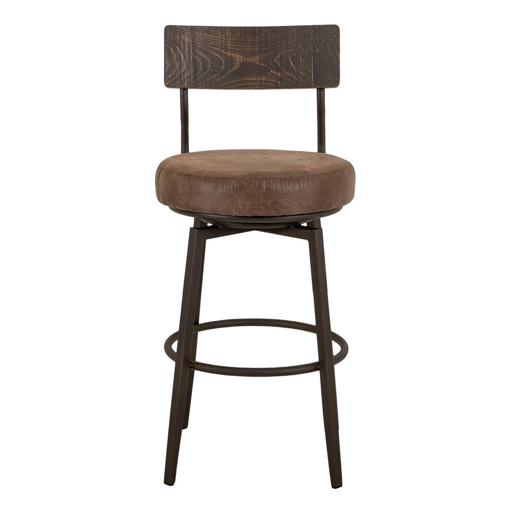 Corey Counter Height Chair | Black Metal | Brown Faux Leather 24’’ BM333472
