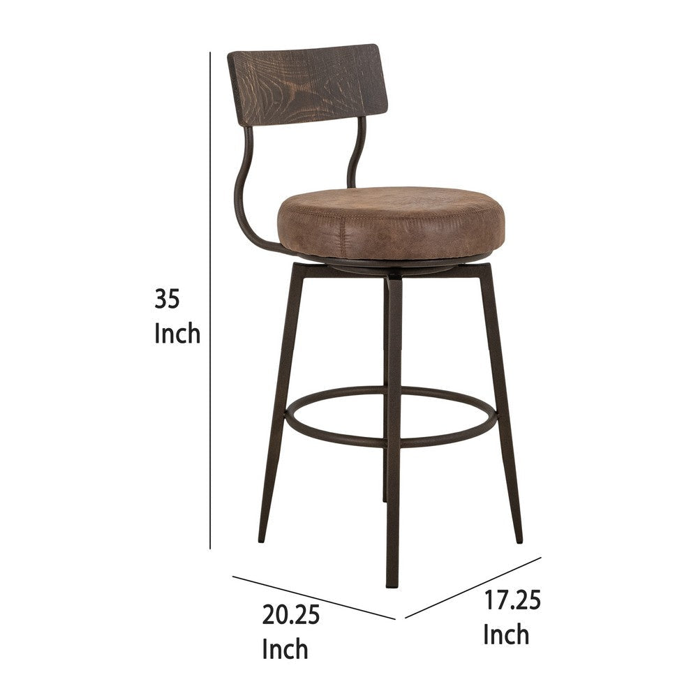 Corey Counter Height Chair | Black Metal | Brown Faux Leather 24’’ BM333472