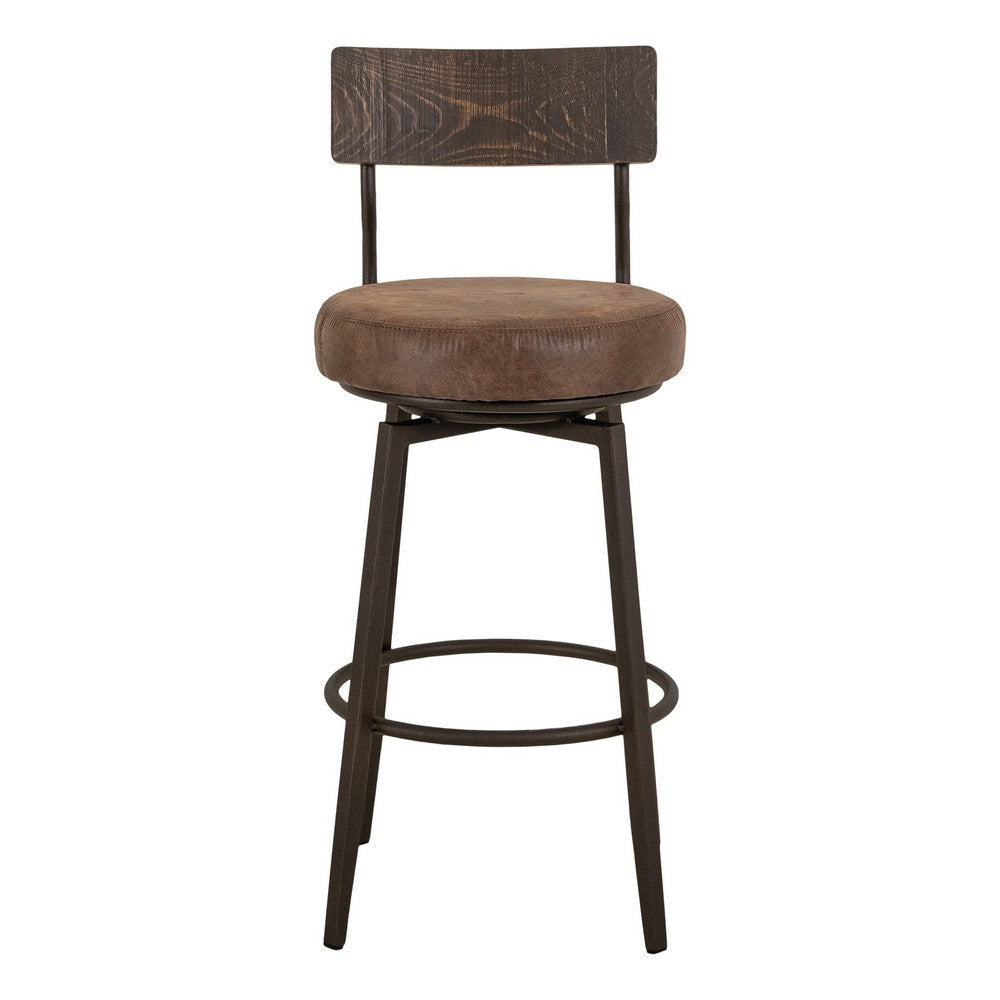 Corey Barstool Chair | Black | Pine Wood | Brown Faux Leather 30’’ BM333473