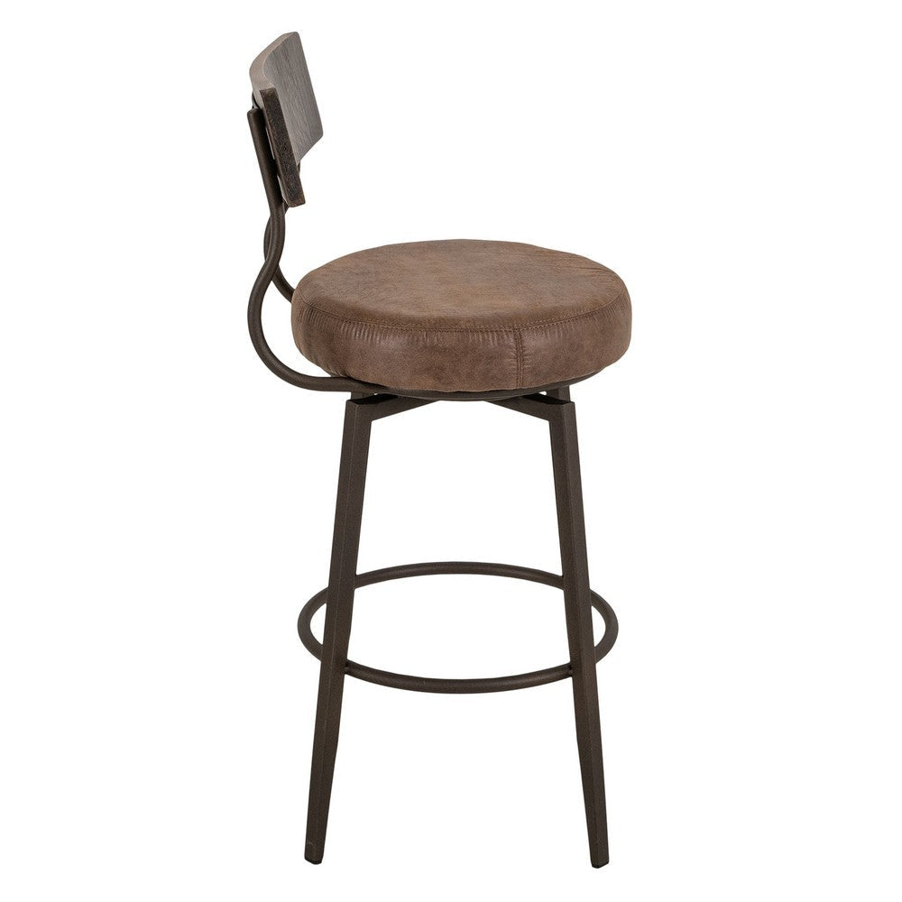 Corey Barstool Chair | Black | Pine Wood | Brown Faux Leather 30’’ BM333473