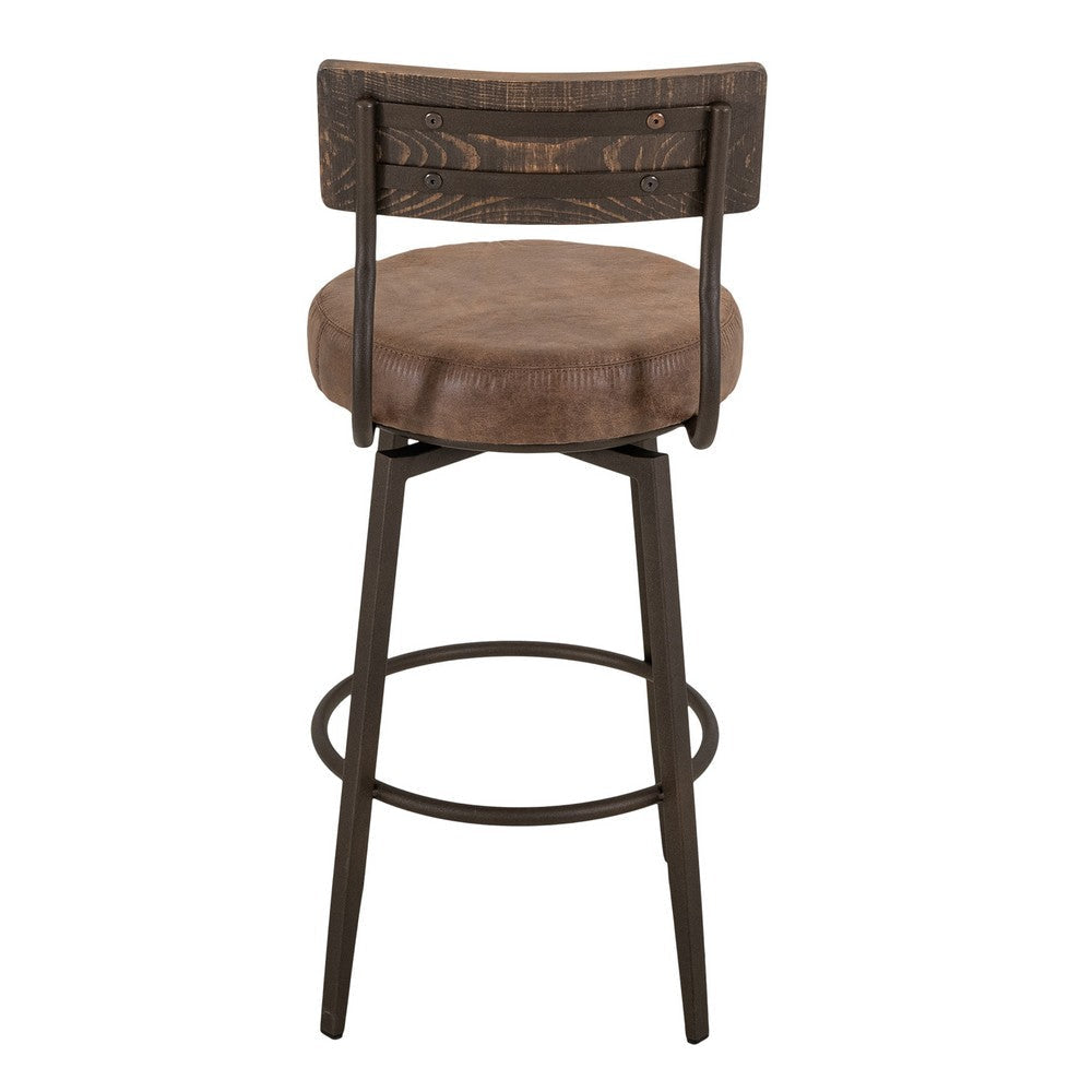 Corey Barstool Chair | Black | Pine Wood | Brown Faux Leather 30’’ BM333473