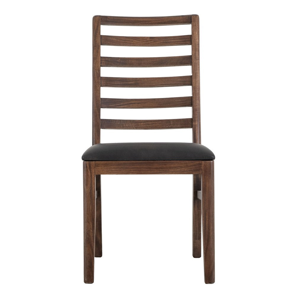 Ally Dining Chair Set of 2 | Ladderback | Melina Wood Brown Polyester BM333477
