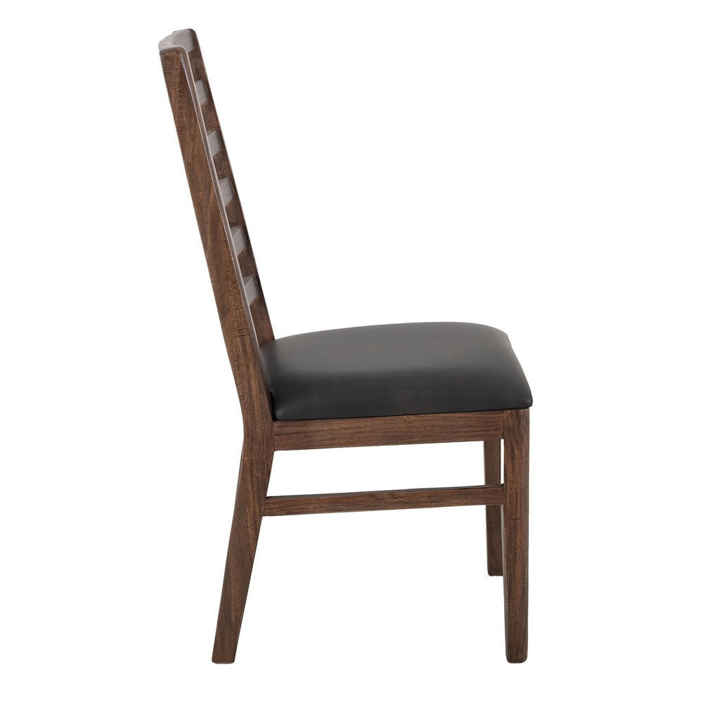 Ally Dining Chair Set of 2 | Ladderback | Melina Wood Brown Polyester BM333477