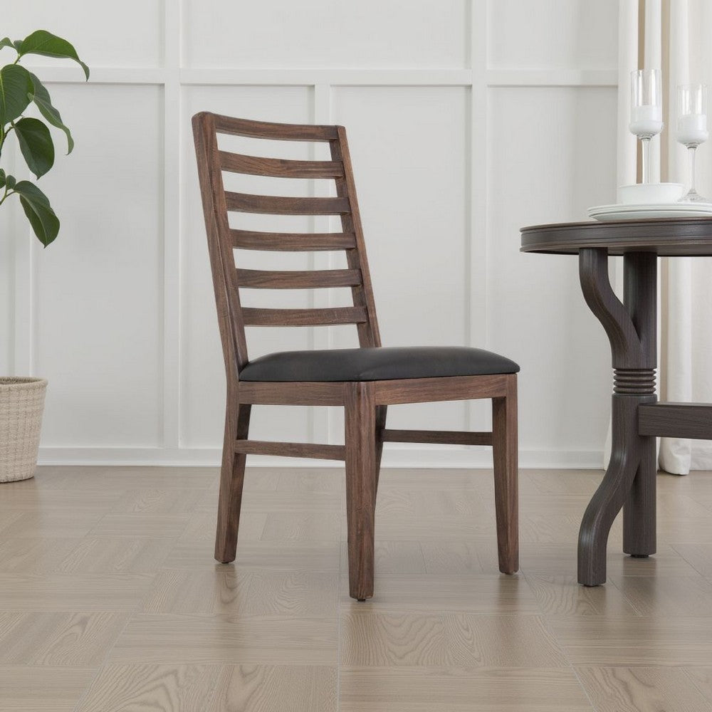 Ally Dining Chair Set of 2 | Ladderback | Melina Wood Brown Polyester BM333477