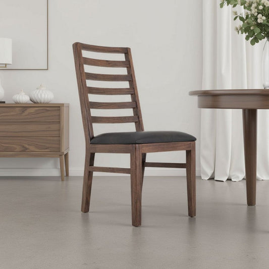 Ally Dining Chair Set of 2 | Ladderback | Melina Wood Brown Polyester