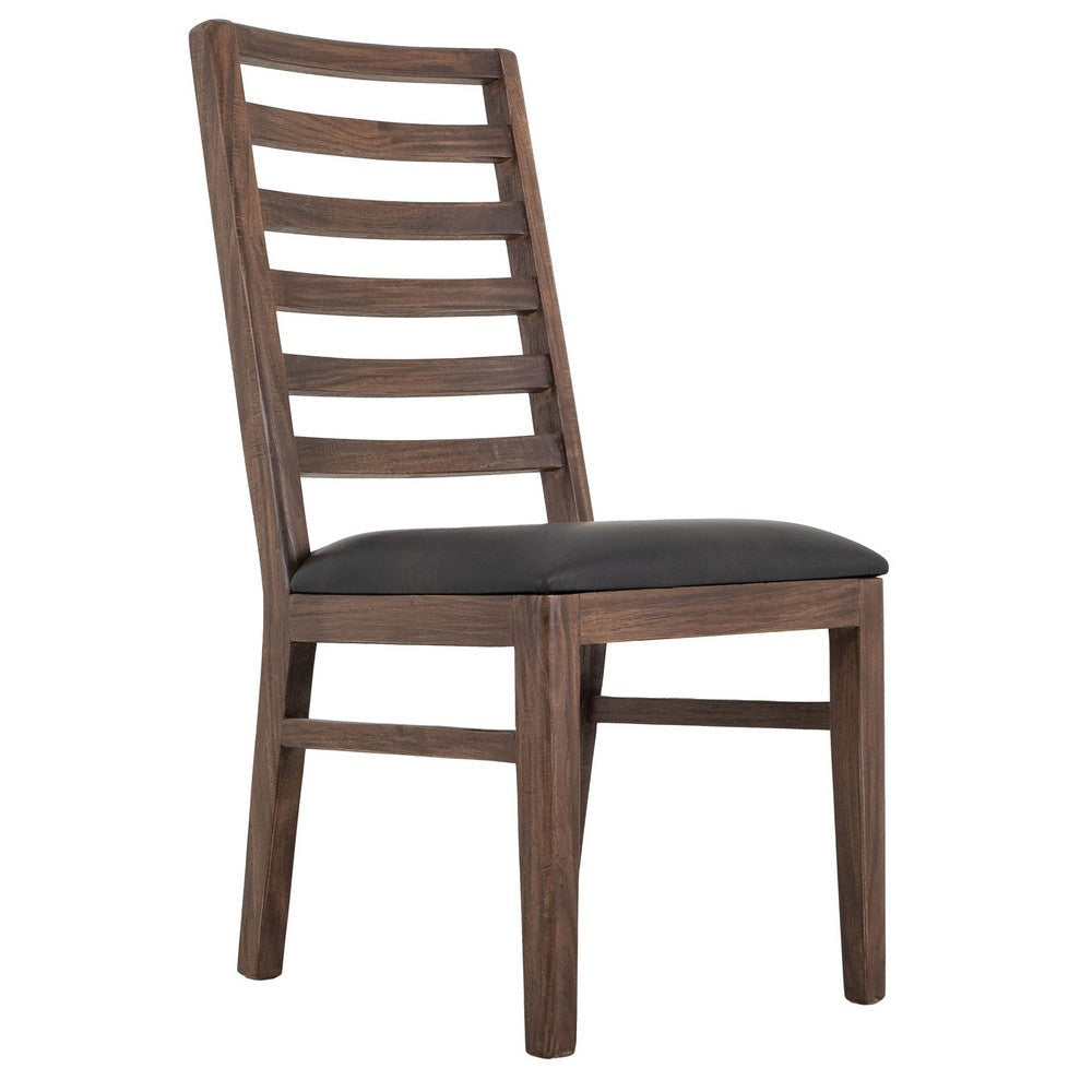 Ally Dining Chair Set of 2 | Ladderback | Melina Wood Brown Polyester