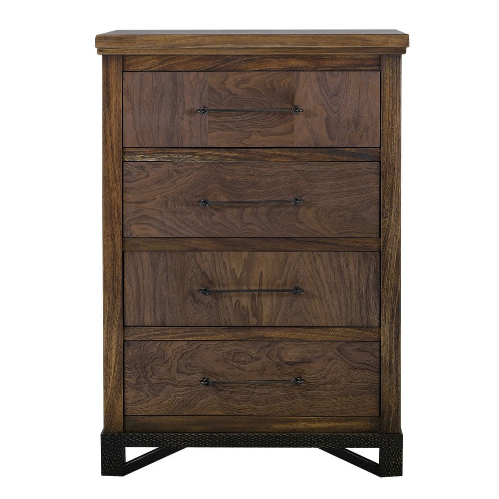 Ally Tall Dresser Chest | 4 Drawers | Classic Walnut Brown Parota Wood BM333478