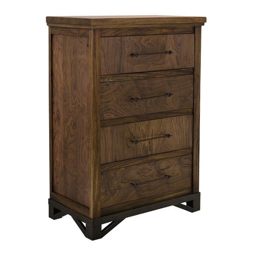 Ally Tall Dresser Chest | 4 Drawers | Classic Walnut Brown Parota Wood
