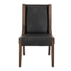 Ally Dining Side Chair Set of 2 | Brown Wood | Black Faux Leather BM333479