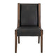 Ally Dining Side Chair Set of 2 | Brown Wood | Black Faux Leather BM333479