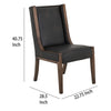 Ally Dining Side Chair Set of 2 | Brown Wood | Black Faux Leather BM333479