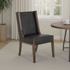 Ally Dining Side Chair Set of 2 | Brown Wood | Black Faux Leather BM333479
