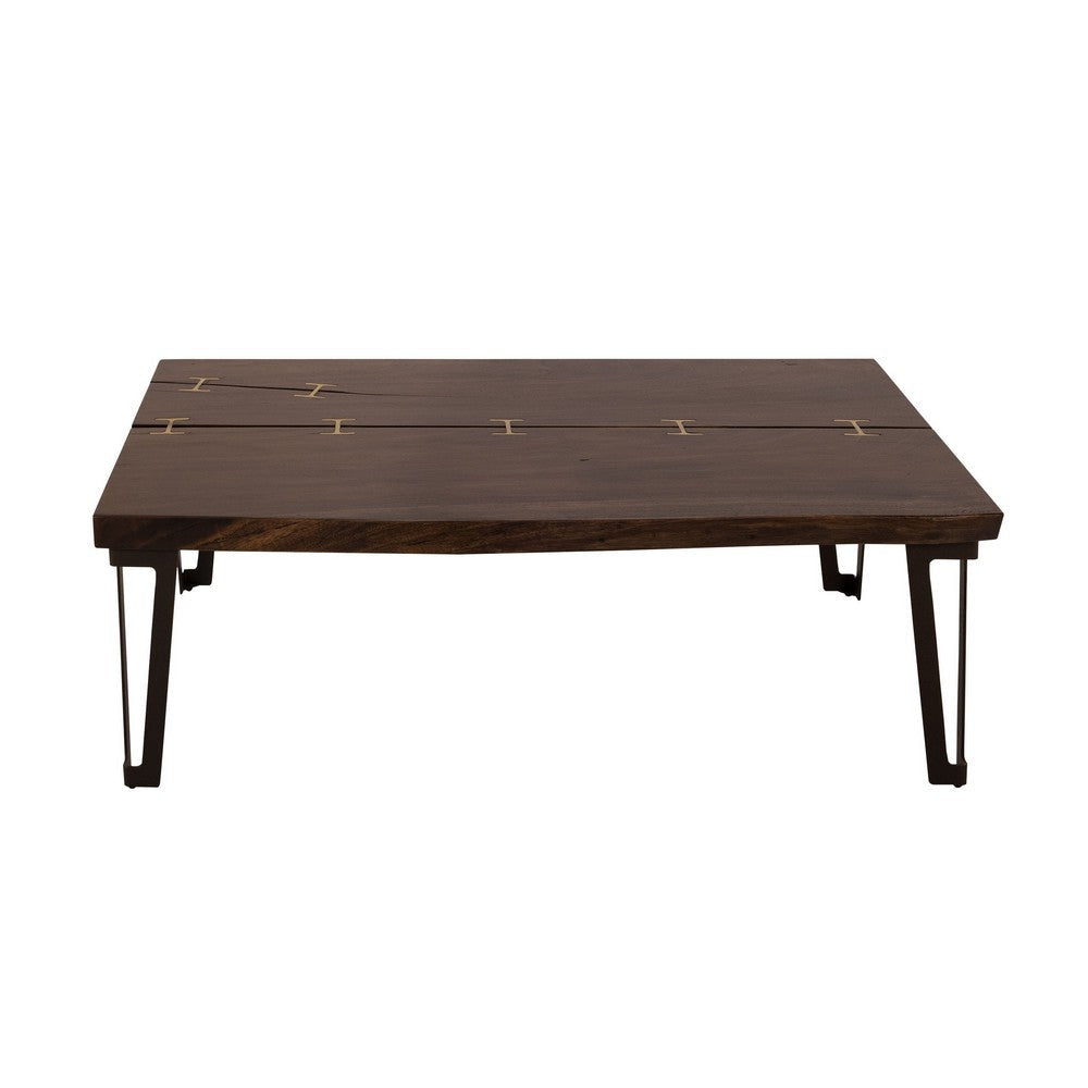 Ally Cocktail Coffee Table | Gold Metal | Walnut Brown Parota 47’’ BM333480