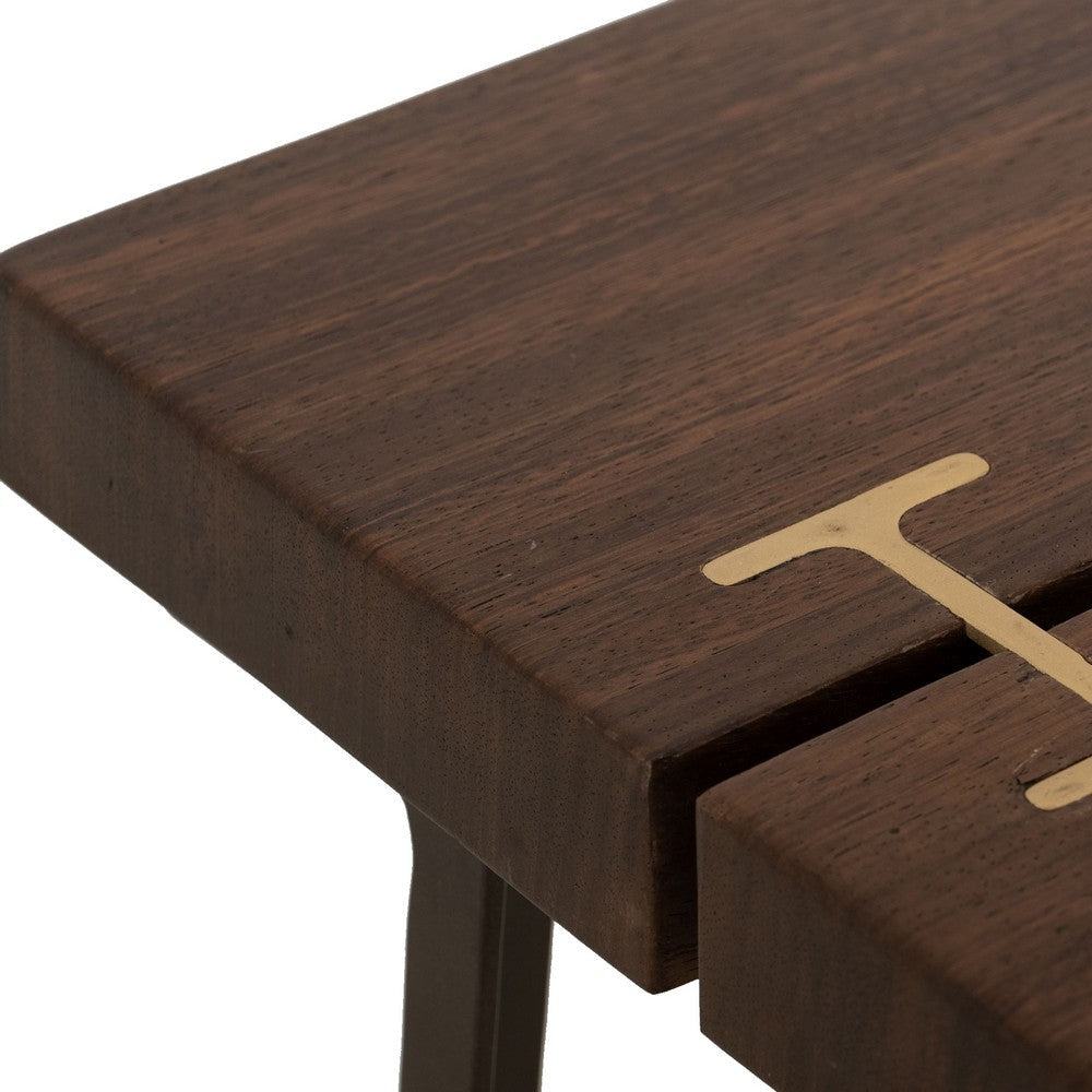 Ally Cocktail Coffee Table | Gold Metal | Walnut Brown Parota 47’’ BM333480