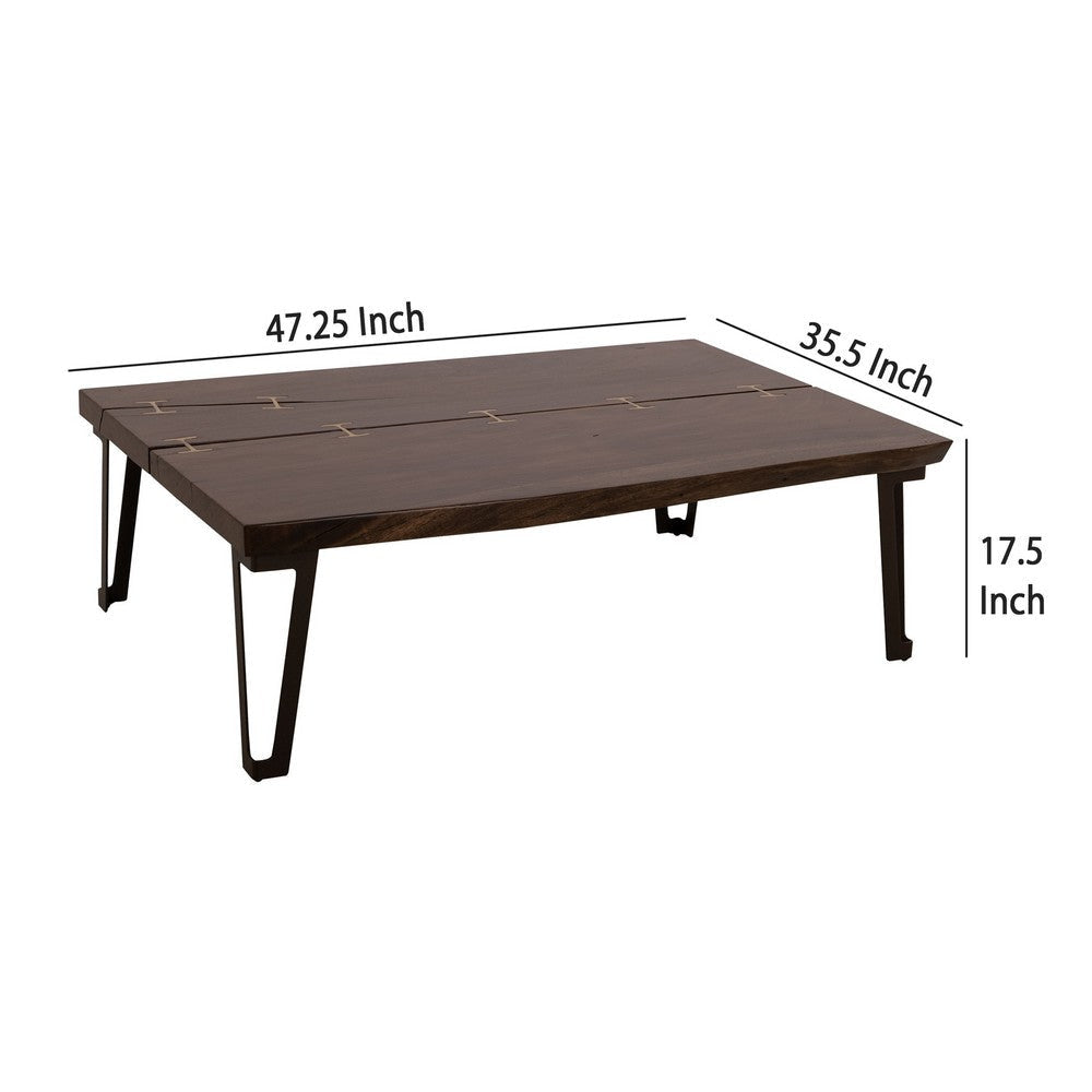 Ally Cocktail Coffee Table | Gold Metal | Walnut Brown Parota 47’’ BM333480