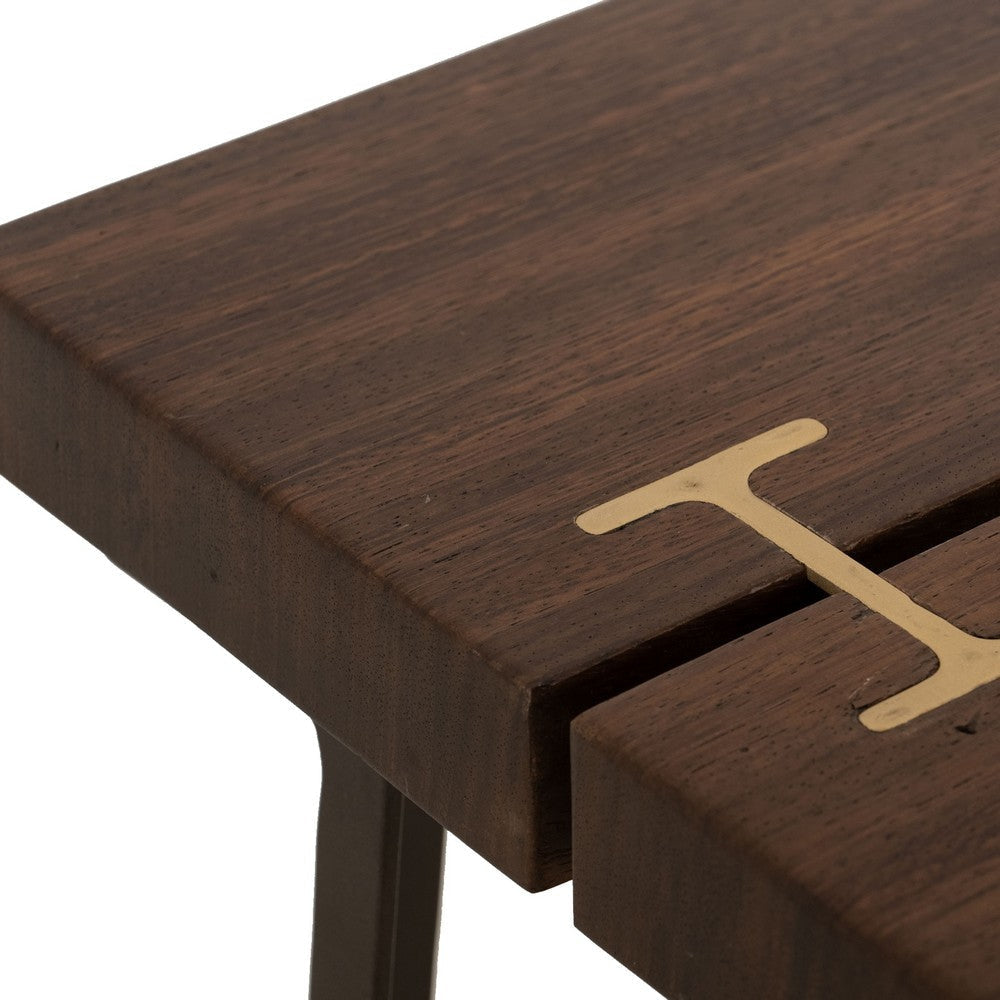 Ally XL Cocktail Coffee Table | Gold Metal Inlays | Brown Parota 55’’ BM333481