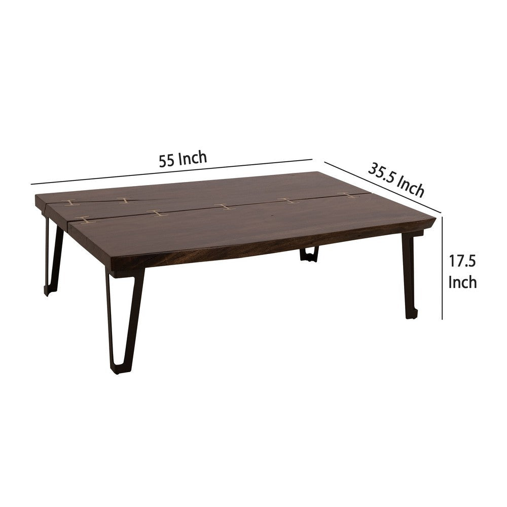 Ally XL Cocktail Coffee Table | Gold Metal Inlays | Brown Parota 55’’ BM333481