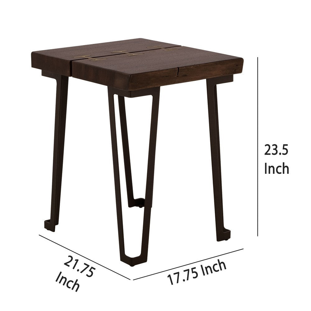 Ally Chairside Table | Gold Metal Inlays | Walnut Brown Parota 22’’ BM333482